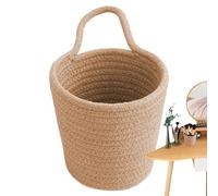 Panier mural tissé à suspendre - Organiseur fait à la main avec dos plat pour ail et oignons, sac mural décoratif en osier pour serviettes de salle de bain et courrier, rangement vertical