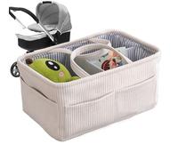Panier organisateur de couches portable, fourre-tout de rangement portable, grand organisateur de couches en velours côtelé gris avec plusieurs compartiments, sac de rangement pour chambre d'enfant av