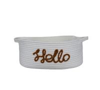 Panier Organisateur de vanité avec Devant, Card Rope Hello | Poubelle fourre-tout à dessus ouvert, poignées latérales, rangement compact pour comptoirs