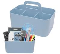 Panier Organiseur avec Poignée, Panier Plastique Polyvalent à 5 Compartiments, Panier de Nettoyage Empilable Panier de Bricolage Portable Panier de Bureau pour l'art, le Maquillage (Bleu)