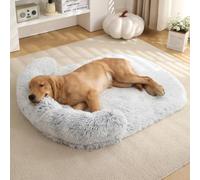 Panier Orthopédique XXL Pour Chien, Lit Déhoussable, Canapé, Coussin Lavable, Mousse Alvéolée, Bords Surélevés, Anti-dérapant, Tissu Peluche Doux, Imperméable (Gris Ombré, 80x60x12cm)