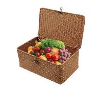 Panier Osier avec Couvercle: Panier de Rangement Jonc de Mer Panier Rangement Rectangulaire 23x13x8cm, Panier en Osier pour Cuisine Papier Toilette Rangement Salle de Bain