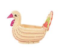 Panier Osier Rangement Salle de Bain, Corbeille à Fruits Petit Panier Osier en Forme de Coq pour Fruit, Jouets, CD, Cosmétique, Pâtisseries, Collations, 22x13x17cm