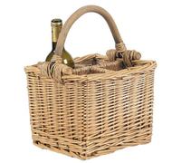 Panier osier teinté et bois porte bouteille PBO1580 25x25x20-36 cm