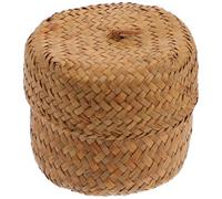 Panier Osier Tressé à Main Décoratif Mini en Herbe Marine Jaune | Panier Fait Main, Style Rustique et Moderne Farmhouse, Usage Fleuristes et Mariage, avec Couvercle