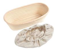 Panier ovale en rotin brut - Panier à pain durable, panier à pain avec surface lisse et coussin en tissu pour toutes les recettes de farine, d'eau et de levure (25cm*15cm*8cm)