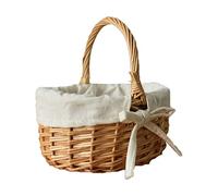 Panier Paques Enfant Paniers Fête De Pâques Panier à Fleurs en Osier et Rotin Paniers De Rangement Tissé Avec Poignées Panier De Paques Pour Oeuf, Fruits, Fleurs (1pc)