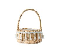 Panier Paques Enfant Petit Panier Osier avec Anse Rond de Pâques tressé Paniers Cadeau de à Fruits à Repasser aux Oeufs pour Les achats et pour Pique-Nique Paques Oeuf, Fruits, Fleurs