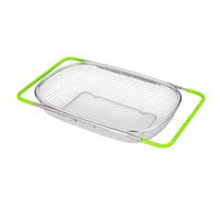 Panier Passerelle Pour Évier - Passoire D'évier 34x24cm | Panier Égouttoir Extensible En Acier Inoxydable Avec Poignée En Silicone Rétractable, 1 Pièce Passoire À Pâtes À Mailles Fines Pour Fruits Et
