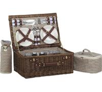 Panier pique-nique en osier marron 4 personnes Sac isotherme 48x32 hauteur 22cm