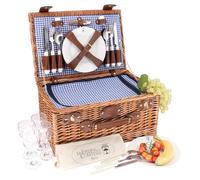Panier pique-nique marly vichy bleu 4p