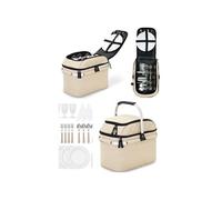 Panier pique-nique - - Modèle 4 personnes - Isotherme 23L - 29 accessoires - Beige