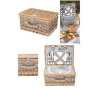 Panier pique-nique - Naturel - 4 personnes - 23 accessoires - Isotherme - Artisanal