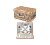 Panier pique-nique - - Osier Naturel - 4 personnes - 23 accessoires - Isotherme 14 L