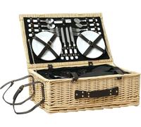 Panier pique-nique Outsunny en osier Valise pique-nique pour 4 personnes avec compartiment réfrigéré