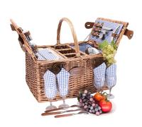 Malle Panier Pique Nique osier Les Jardins de la Comtesse Saint Germain Vichy Bleu 4 personnes