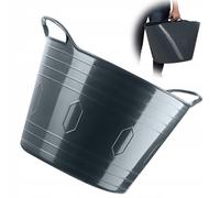 KADAX Panier Flexible en Plastique Avec Poignées - Multifonction pour Linge, Jouets, Vêtements - Rond et Universel (Gris Foncé, 42 L)