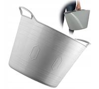 KADAX Panier en plastique flexible avec poignées, panier à linge, panier à jouets multifonctionnel, panier de rangement multi-usages rond pour vêtements, panier universel (gris clair, 42