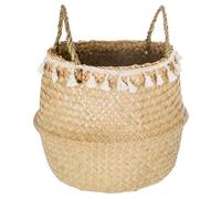 Panier pliable à pompons naturel TU