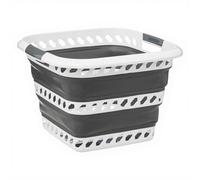 5five - corbeille à linge pliable 40l gris et blanc