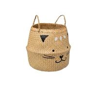 Atmosphera – Panier pliable en roseau « Chat » 38 cm Naturel