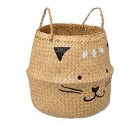 Atmosphera – Panier pliable en roseau « Chat » 38 cm Naturel