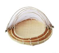 Panier pliable fait à la main avec couvercle en filet dôme pour un stockage sécurisé des aliments, bac de rangement multifonction pour fruits, pain, petits articles divers et articles personnels