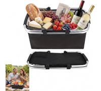 Panier Pliable Isotherme pour Courses, Pique-Nique et Autres activités, avec poignées rembourrées. Idéal pour Les Courses, Les Voyages et Les Pique-niques.18 L (Noir).