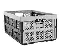 Panier pliant Boîte Pliante Boîte de Rangement Panier à Provisions Gris-Noir 32L