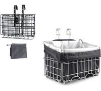 Panier Pliant De Vélo Panier Avant De Vélo Panier Arrière De Vélo Paniers Pliables En Fil D'acier Pour Guidon De Vélo/Porte-Bagages Arrière, Noir/Argenté.[K165]