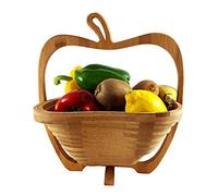 Panier Pliant Pomme Bambou,Belle 30 X 30 cm de Meubles en Bambou Panier Pâques Corbeille à Oeufs Osternest Herbstdeko Automne Bois Bol Fruits à Dekoschale Pliable Légume Fruits,Idéal Également