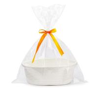 Panier portable en corde de coton design classique, White | Matériaux robustes et design classique pour une utilisation intérieure et extérieure avec un rangement efficace