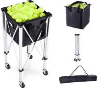 Panier pour 180 balles de tennis - Chariot pour balles avec ball-hopper - Panier collecteur de balles pour le tennis - Accessoires pour équipements sportifs - Court de tennis