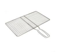 Panier pour barbecue avec poignée et clip de verrouillage en acier inoxydable pour poisson et viande pour une cuisson sûre et uniforme sur les barbecues (grille 24 x 39 cm)