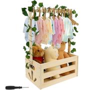Panier pour bébé 35 x 23 x 17 cm - En bois avec poignée - Avec 10 cintres - Cadeau de bienvenue pour les nouveaux parents