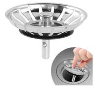 Panier Pour Bonde D'Évier De Cuisine - Crépine Universelle Acier Inoxydable, Bouchon Panier Pop-Up - 82 Mm
