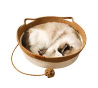 Panier pour chat en corde tissée - Panier de rangement tissé avec oreilles - Tapis de nid pliable pour petits animaux de compagnie, protection de meubles, jouets pour lapins, chiots, chambre d'enfant
