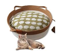 Panier pour chat en corde tissée, panier tissé à la main avec tapis à gratter et balle de jeu, lit durable de 40,6 cm pour chat pour une relaxation confortable, gris