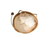 Panier pour chat en corde tressée, panier pour lit pour chat tressé à la main avec tapis griffoir et boule de jeu intégrés pour chats et chiens