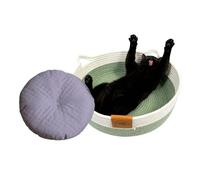 Panier Pour Chat Lavable Corde De Coton Lavable Tressée Avec Tapis | Lit De Sommeil Pour Animaux Et Panier Rond Pour Chat Pour Chaton Lapin Petit Chien Jouet Stockage De Snack Intérieur Chambre