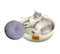 Panier pour Chat Lavable,Corde De Coton Lavable Tressée avec Tapis - Panier Tressé pour Chat D'Intérieur,pour Chaton Lapin Petits Chiens Jouet Snack Stockage Chambre Salon Dortoir Toutes Saisons
