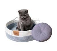 Panier pour Chat Lavable,Nid Tissé en Corde De Coton | Panier Tressé pour Chat D'Intérieur,pour Chaton Chiot Petits Chiens Animaux Toutes Saisons Intérieur Chambre Salon Dortoir
