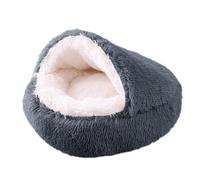 Panier pour Chat,Lit Chien Confortable Respirant,Sécurisé Semi-fermé Lit Chauffant pour Chat,Tissu Peluche Doux,Base antidérapante,Anti-anxiété Panier Chat,Lavable (Gris foncé,40cm/15.7in)