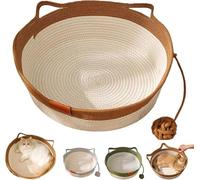 Panier pour Chat Lit d'enrichissement en Corde de Coton tissée à la Main avec Queue de Jouet attachée, nid interactif à gratter pour Animal Domestique avec parois Flexibles pour Lutter
