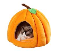 Panier pour Chat Maison Multifonction avec Designs Igloo et Canapé Niche Citrouille et Cachette Intérieure Coussin Détachable pour Chats et Petits Chiens(Orange,Medium)