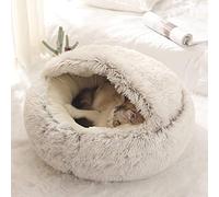 Panier pour Chat Moelleux Anti Stress Extra Doux Lit Apaisant pour Chien Canapé XL Confortable Lavable Maison, Coussin,Antidérapant (50cm,Marron)