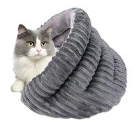 Panier pour Chat, Niche Amovible pour Chat D'Intérieur, Maison Chauffante Anti-Dérapant avec Tunnel pour Dormir Maison Voyage Hiver Extérieur Balcon Chambre