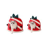 Panier pour Chat Noël Maison Confinée Chaleureuse en Peluche avec Coussin Amovible Cadeau Douillet pour Chats d'Intérieur et Petits Chiens(Large+Small)
