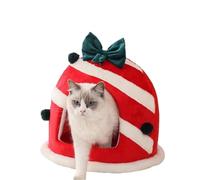 Panier pour Chat Noël Maison Confinée Chaleureuse en Peluche avec Coussin Amovible Cadeau Douillet pour Chats d'Intérieur et Petits Chiens(Large)