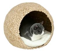PawHut Panier maison pour chat avec coussin moelleux, intérieur spacieux 45×41×37 cm Marron